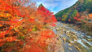 【岡山県苫田郡鏡野町紅葉狩り】奥津渓/奥津温泉足湯（おくつけい/おくつおんせんあしゆ）